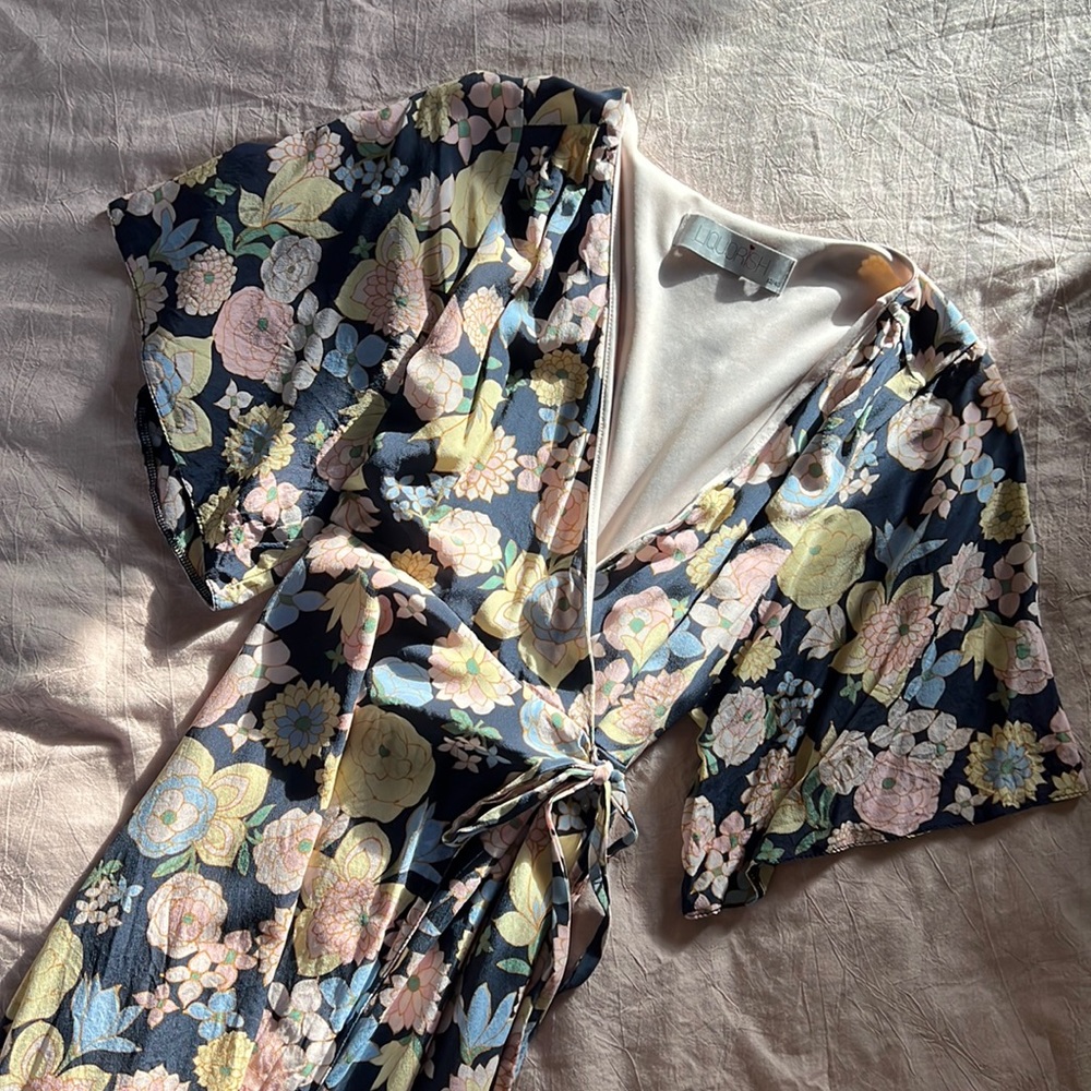 Floral Kimono Wrap Dress by Liquorish